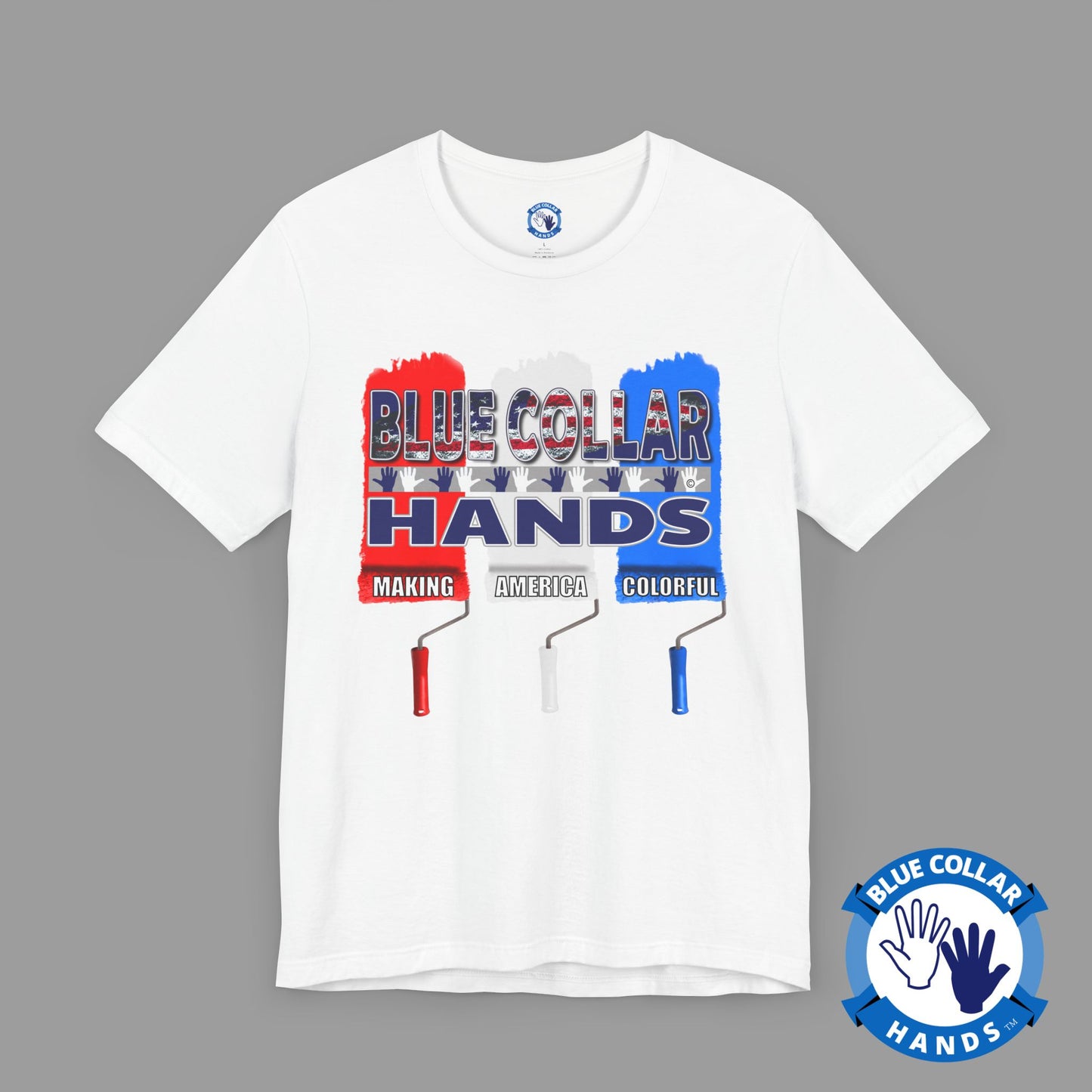 Unisex T-Shirt "Patriotic Paint Blue Collar Hands"