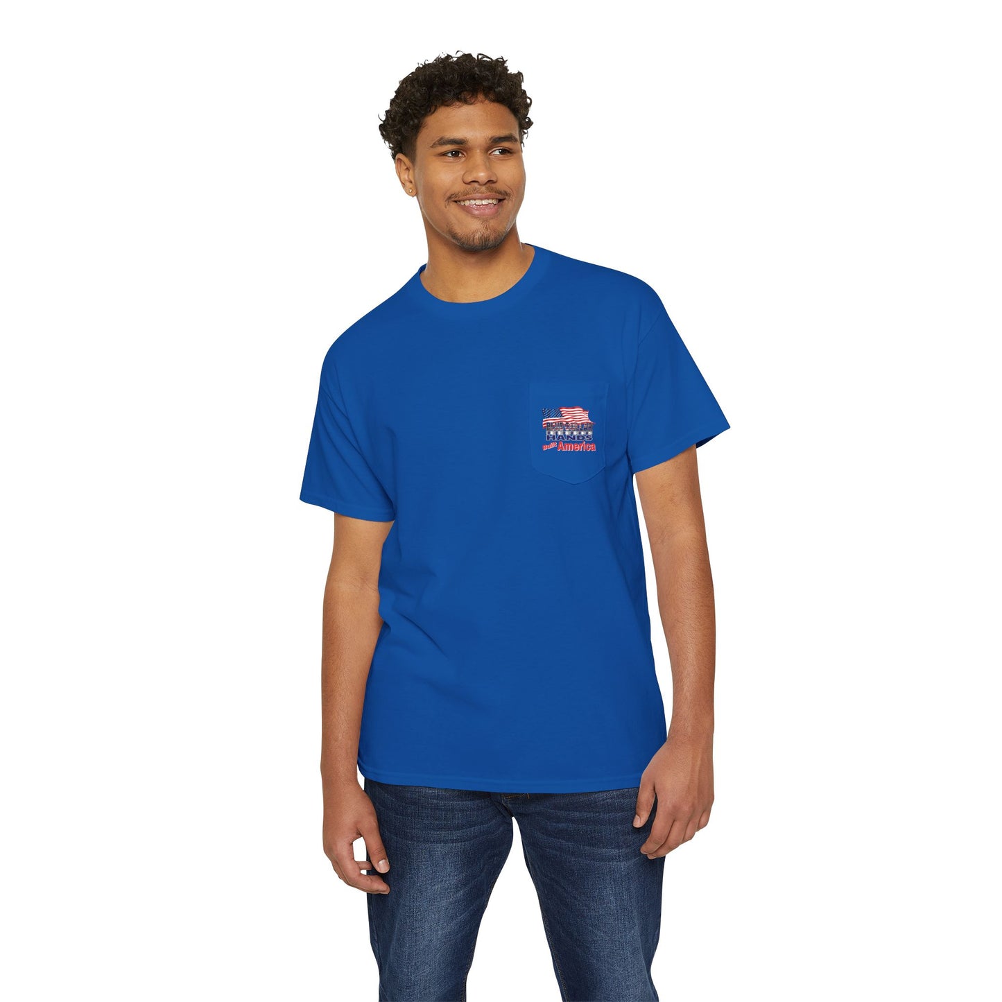 Unisex T-shirt with Pocket "Blue Collar Hands built America"